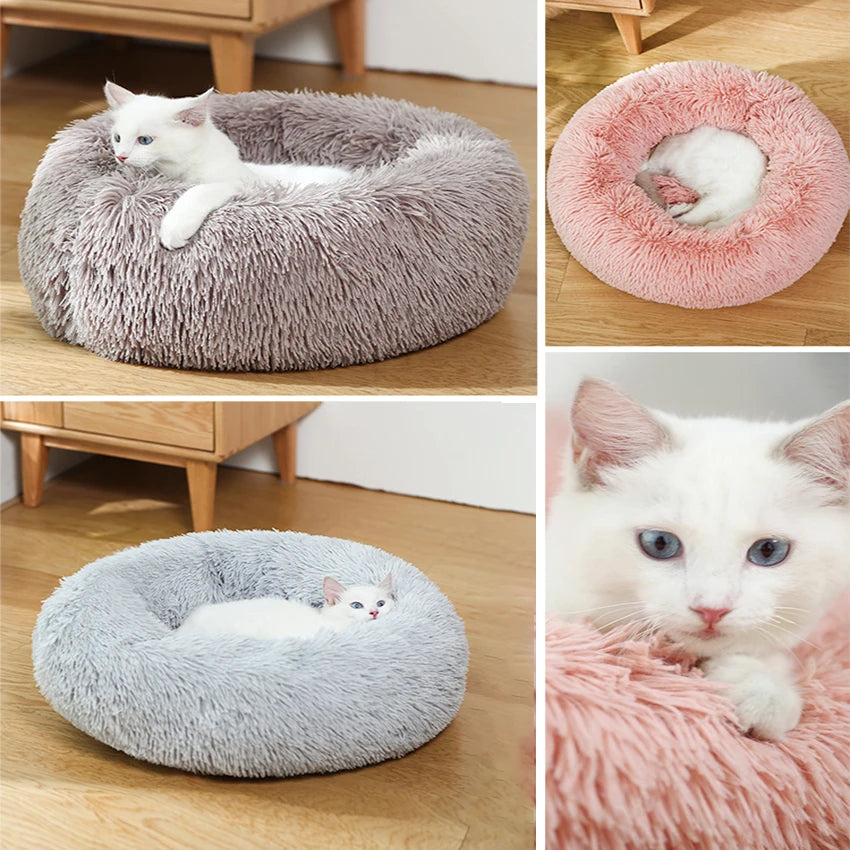 Donut Pet Bed Warm Soft Long Plush 